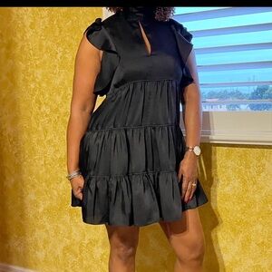 Cinq à Sept Black Ruffled Mini Dress